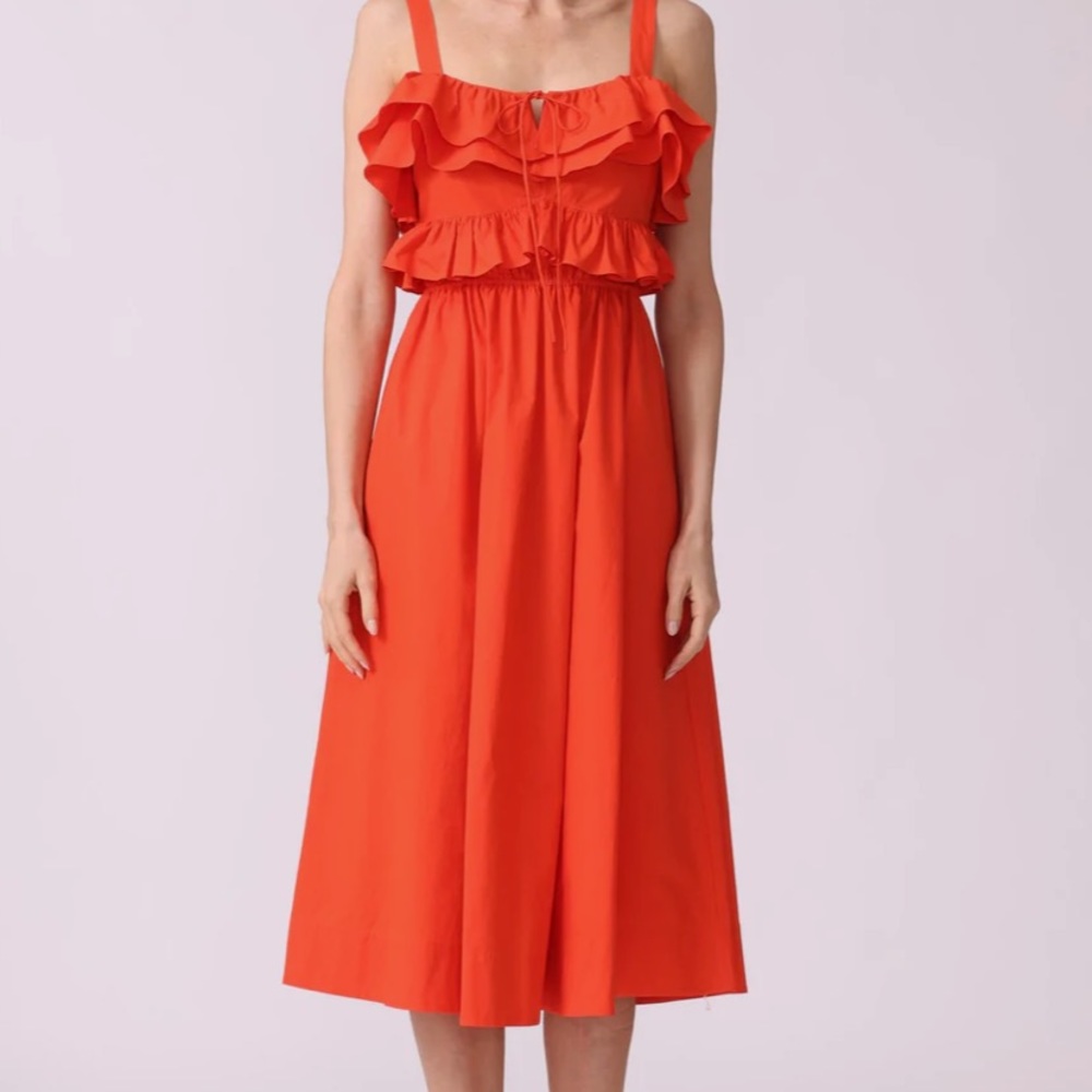 NWT Jason Wu red midi dress with ruffles